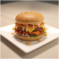 Hollandse burgers ,Doritos Chips met gesmolten Cheddarkaas, sla,Tomaat, komkommer, rode ui en andalouse saus